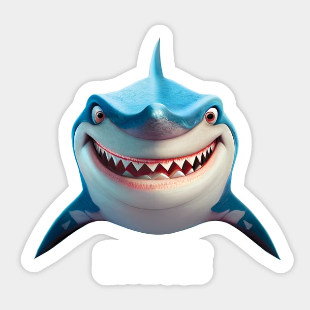 Bite Me Shark in Cartoon Style Sticker by Geminiartstudio